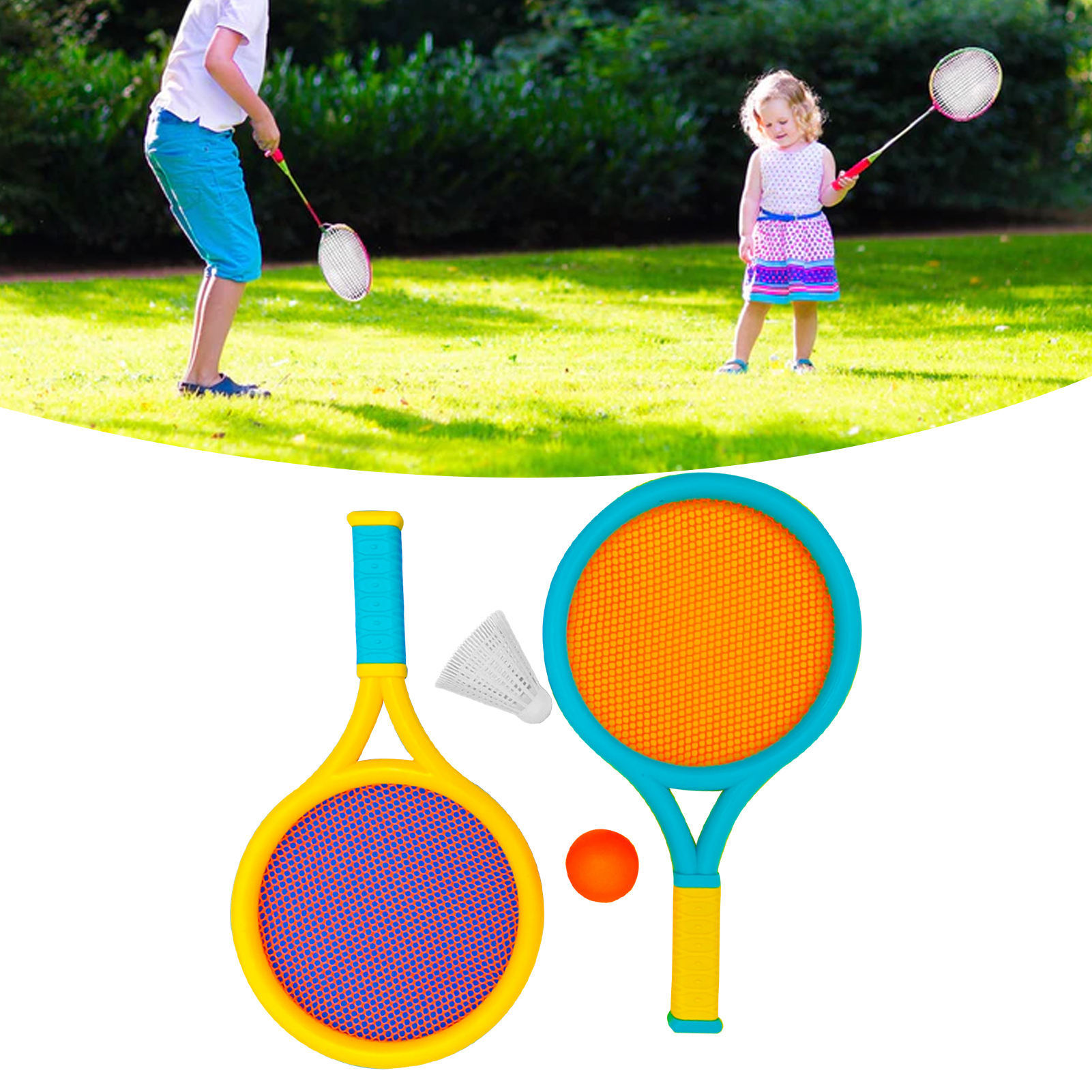LYTFitness Vợt Cầu Lông Trẻ Em Chống Trơn Trượt Đàn Hồi Bền Di Động Bộ Tennis Cho 2 Bóng