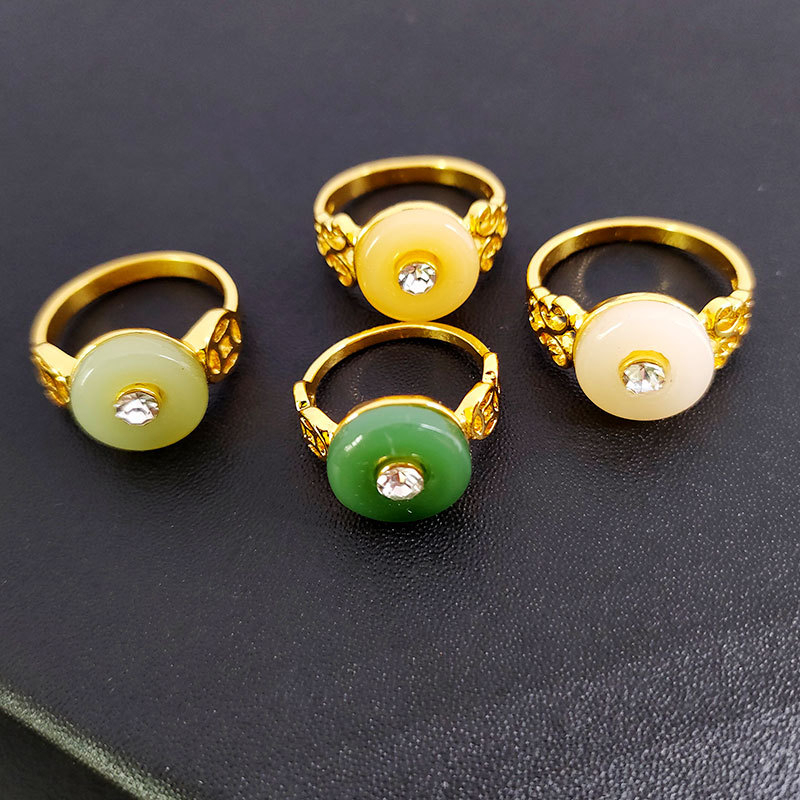 Set 10 Nhẫn Mạ Vàng / Bạc Đính Đá Ngọc Bích Nhân Tạo Phong Cách Retro