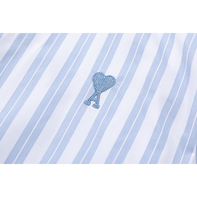 Áo Sơ Mi Tay Dài Kẻ Sọc Thêu Hình Trái Tim Thời Trang Cho Cặp Đôi