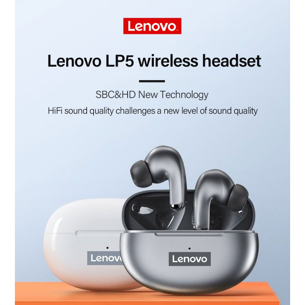 Tai nghe Bluetooth không dây Lenovo LP5 độ trễ thấp tích hợp micro chơi game tập thể thao ipx5 Bluetooth