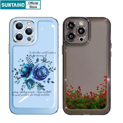 Suntaiho Ốp lưng iphone Ốp Điện Thoại Silicon Chống Sốc Họa Tiết Hoa Hồng Cho IPhone 11 12 13 14 Pro Max XS X XR XS Max 7 8 Plus