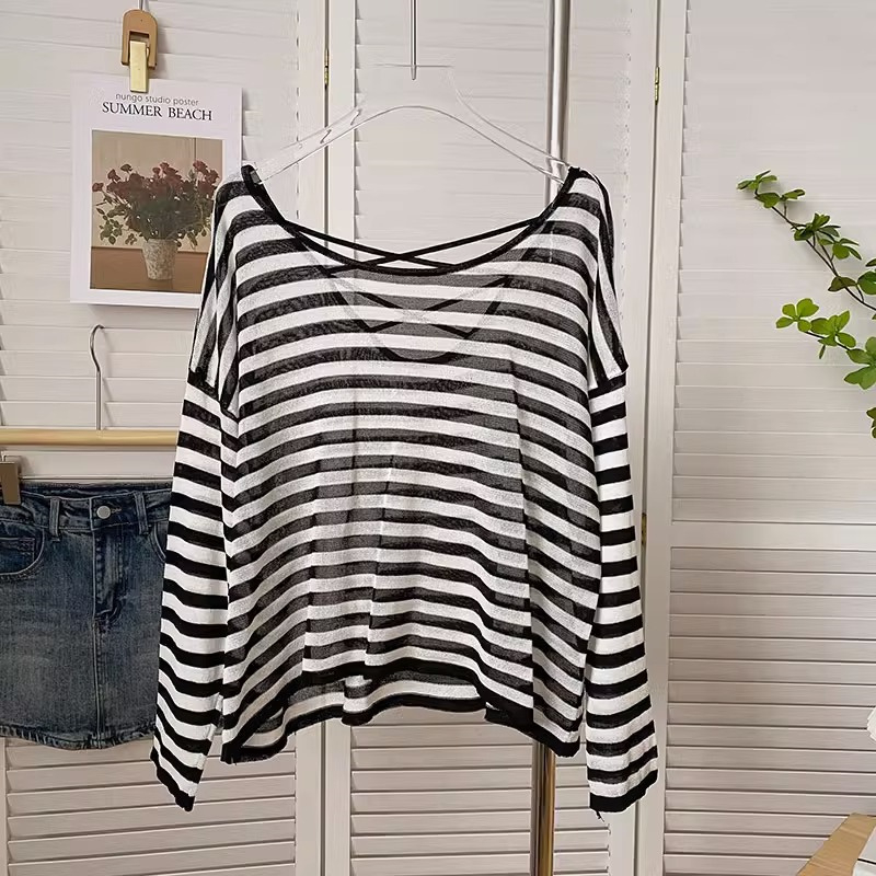 Áo Thun Dài Tay Form Rộng Hở Lưng Phong Cách Hàn Quốc Dành Cho Nữ