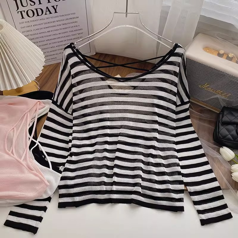 Áo Thun Dài Tay Form Rộng Hở Lưng Phong Cách Hàn Quốc Dành Cho Nữ