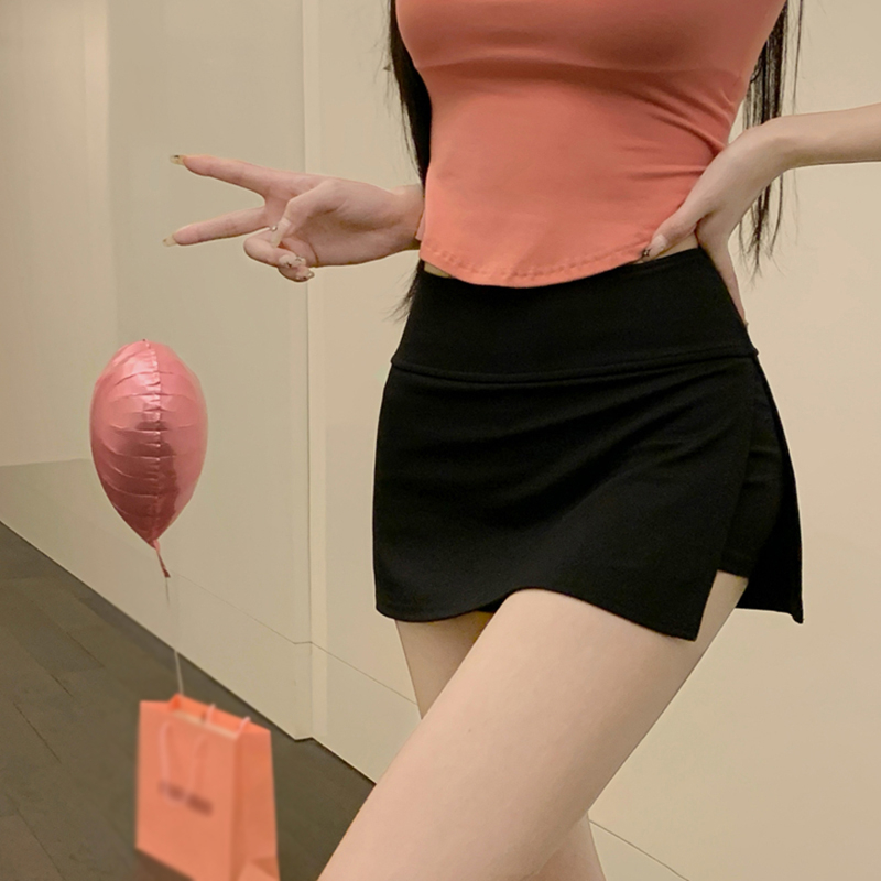 Váy Quần Lót Co Giãn Xẻ Tà Bên Hông Màu Trơn Chống Phản Quang Mùa Hè Hàn Quốc Cho Nữ