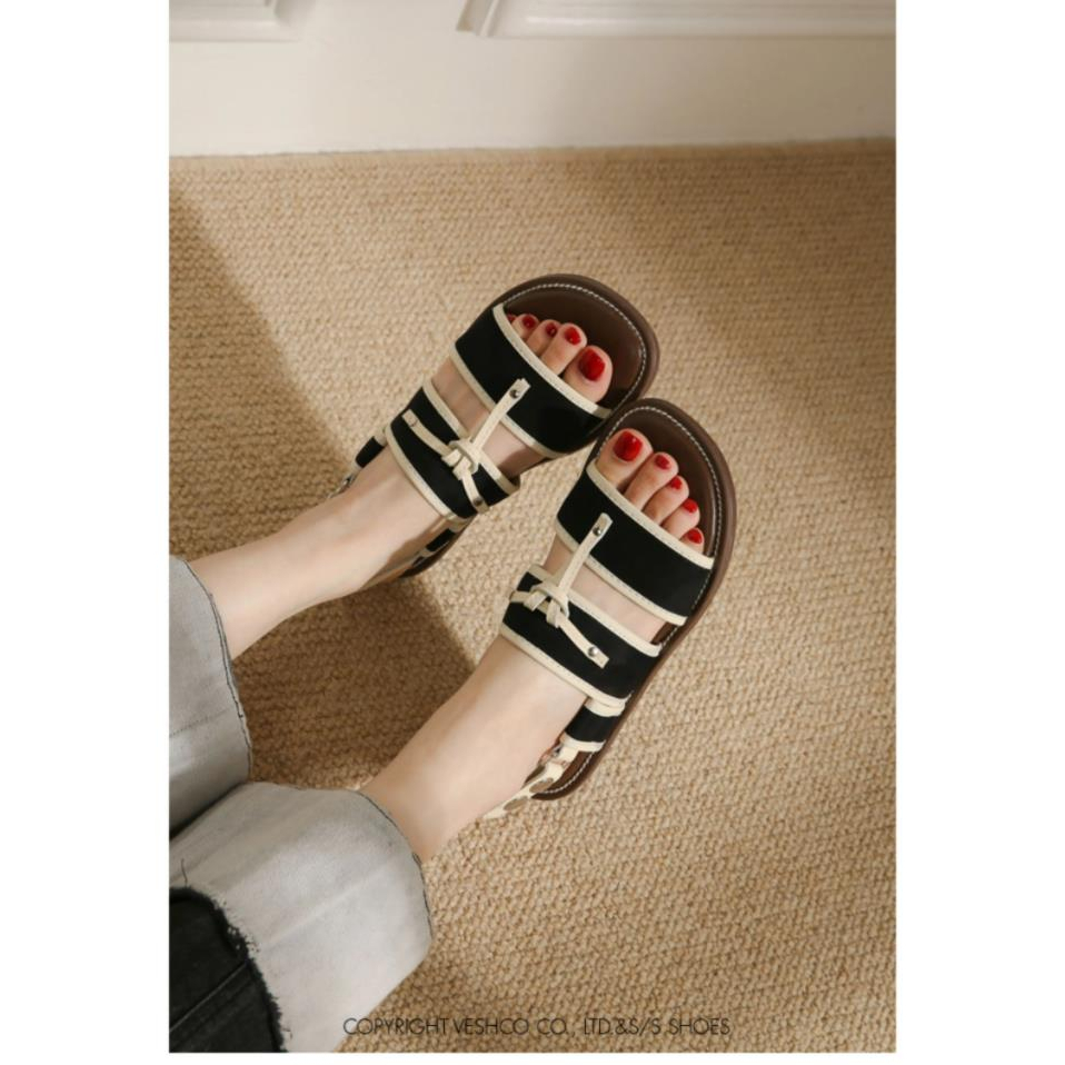 Giày Sandal Đế Bằng Phong Cách Roman Thời Trang Đi Biển Mùa Hè Cho Nữ