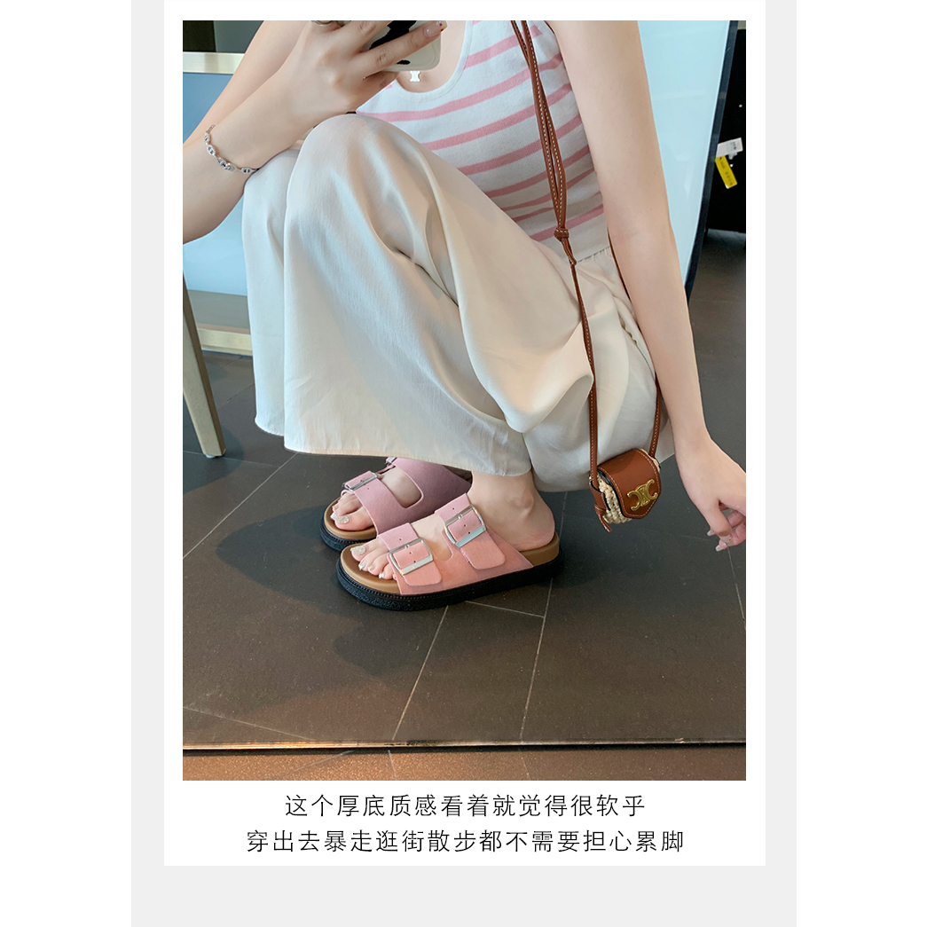 Dép Sandal Birkenstock Đế Dày Phẳng Mùa Hè Phong Cách Mới Cho Nữ