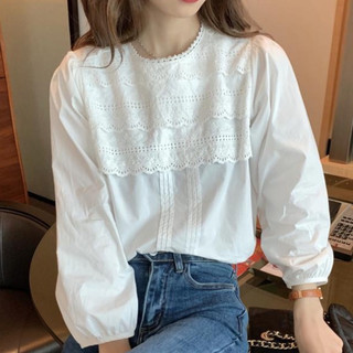 Áo sơ mi nữ/Áo Sơ Mi Chiffon/ /áo cổ tàu nữ/Áo ren dài tay/Áo Đi Học Nữ Tay Dài/áo bánh bèo dài tay/Áo đó mi cao cấp