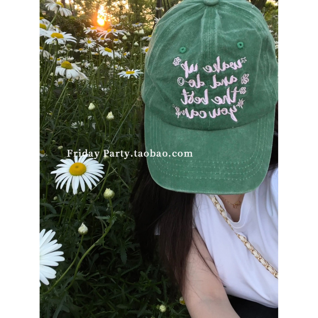 Mũ Lưỡi Trai Denim Thêu Chữ Thời Trang Cho Cặp Đôi