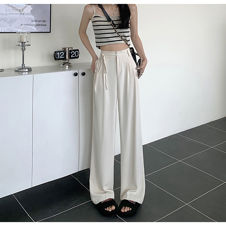 Quần ống rộng Lưng Cao Màu Sắc Đơn Giản Phong Cách Hàn Quốc Cho Nữ