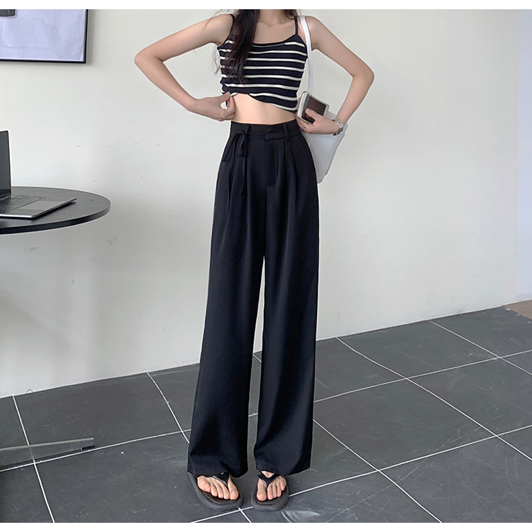 Quần ống rộng Lưng Cao Màu Sắc Đơn Giản Phong Cách Hàn Quốc Cho Nữ