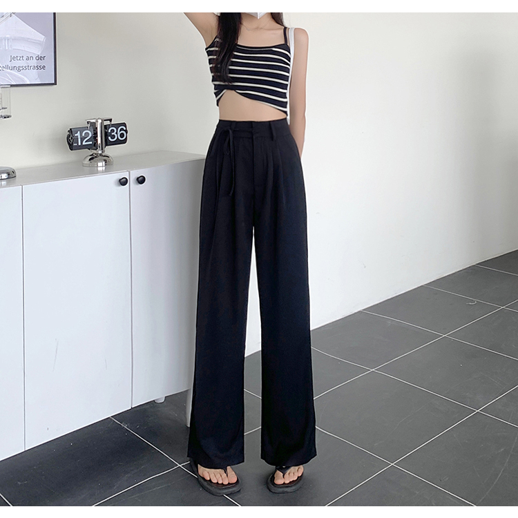 Quần ống rộng Lưng Cao Màu Sắc Đơn Giản Phong Cách Hàn Quốc Cho Nữ