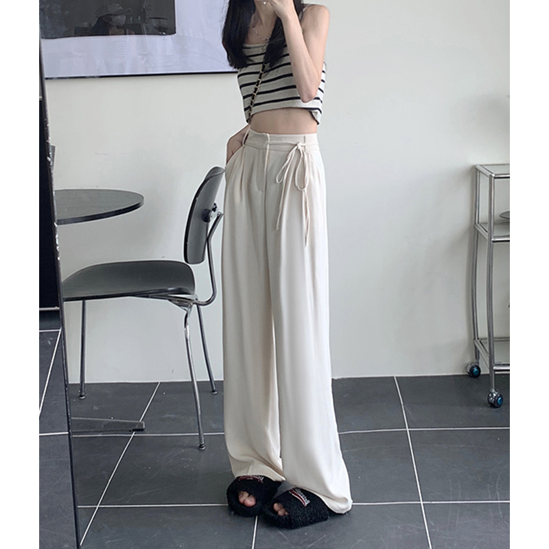 Quần ống rộng Lưng Cao Màu Sắc Đơn Giản Phong Cách Hàn Quốc Cho Nữ