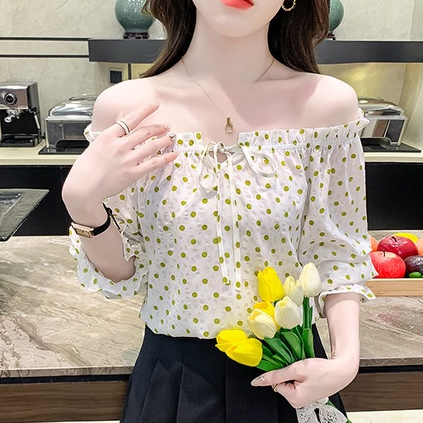 Áo Sơ Mi Chiffon Chấm Bi Phong Cách Pháp Thời Trang Mùa Hè 2023 Dễ Phối Đồ