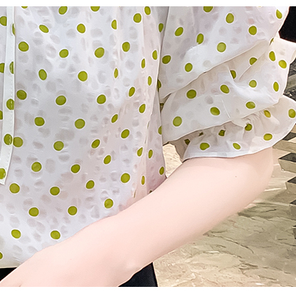 Áo Sơ Mi Chiffon Chấm Bi Phong Cách Pháp Thời Trang Mùa Hè 2023 Dễ Phối Đồ