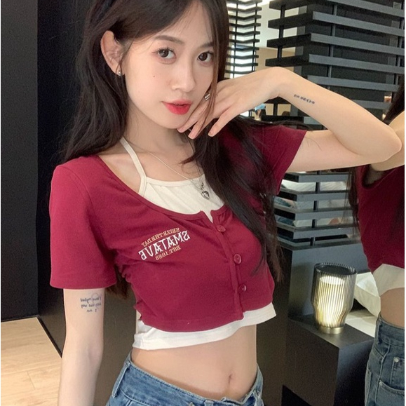 Áo Thun Tay Dài Eo Cao Phong Cách Mùa Hè Độc Đáo Hợp Thời Trang Dễ Phối Đồ Cho Nữ