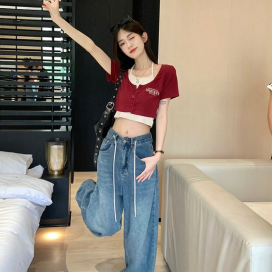 Áo Thun Tay Dài Eo Cao Phong Cách Mùa Hè Độc Đáo Hợp Thời Trang Dễ Phối Đồ Cho Nữ