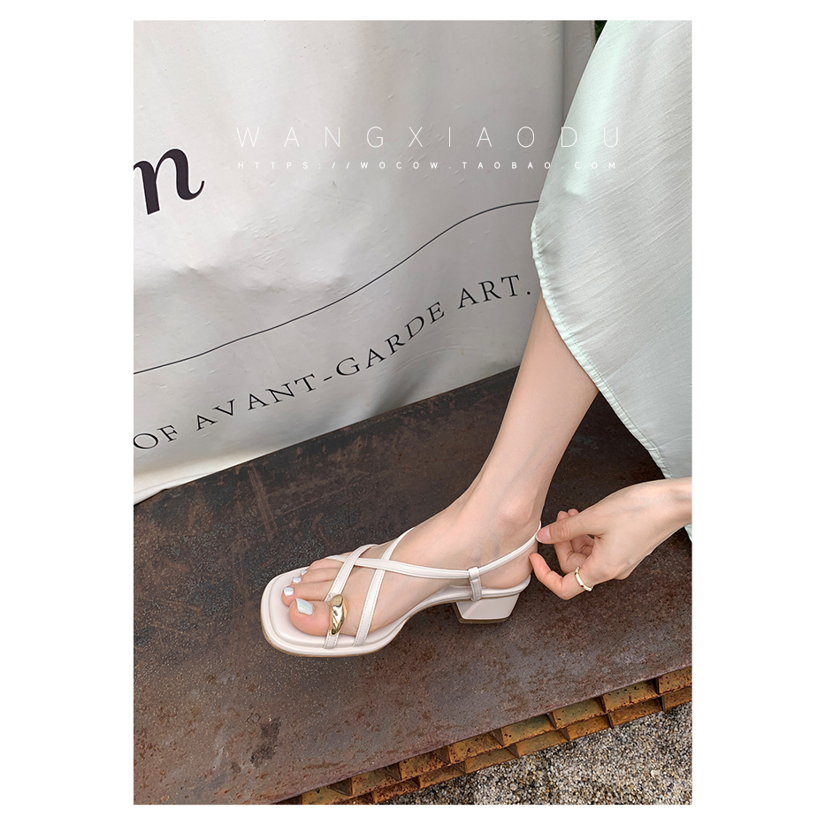 Giày Sandal Cao Gót Hở Ngón Thời Trang Mùa Hè 2023 Màu Đen Cho Nữ