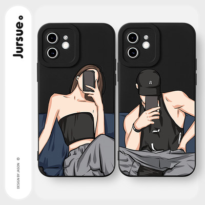 Ốp lưng JURSUE mềm chống bẩn hình cặp đôi độc lạ nam nữ Cho iPhone 17 16 15 14 13 12 11 Pro Max SE 2020 X XR XS ip 8 7 Plus Y3523