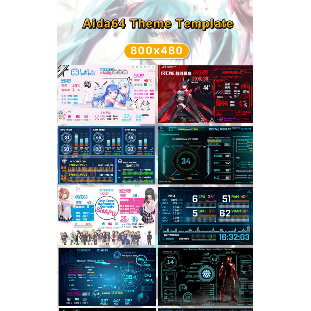 Màn Hình Máy Tính 5 Inch IPS PC 800x480 USB Hiển Thị Màn Hình Hiển Thị Màu Trắng Đen Hỗ Trợ Chơi Game AIDA64