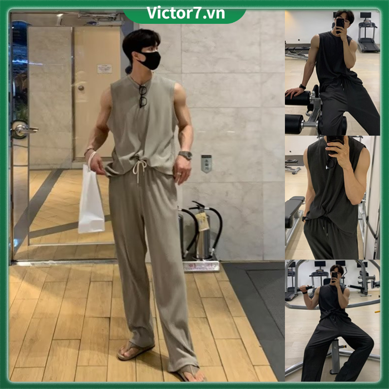 Bộ Áo Vest + Quần Dài Dáng Rộng Phong Cách Hàn Quốc Đơn Giản Thời Trang Cho Nam set đồ nam hàn quốc Set Nam Hàn Quốc Đồ nam đẹpQuần baggy nam quần ống suông quần âu nam hàn quốc quần áo thể thao
