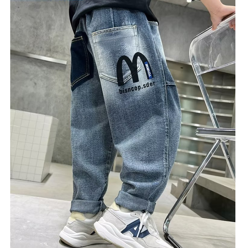 Quần Jean Ống Rộng Thoải Mái Thời Trang Mùa Hè Cho Bé Trai 110-170