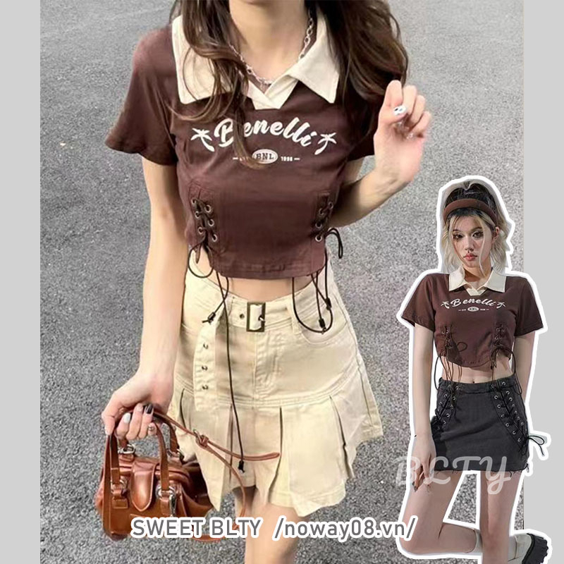Áo Thun Ngắn Tay Phong Cách Retro Ngọt Ngào Thời Trang Mùa Hè Dành Cho Nữ