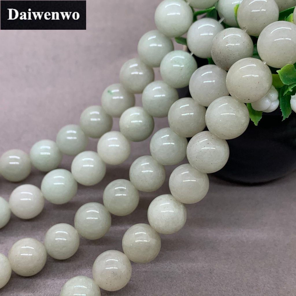 Chuỗi Hạt Ngọc Bích Tự Nhiên 8 / 10 / 12 / 14mm Làm Trang Sức DIY