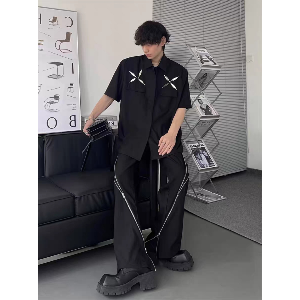 Áo Sơ Mi Dáng Rộng Phong Cách hip hop Thời Trang Mùa Hè Cho Nam