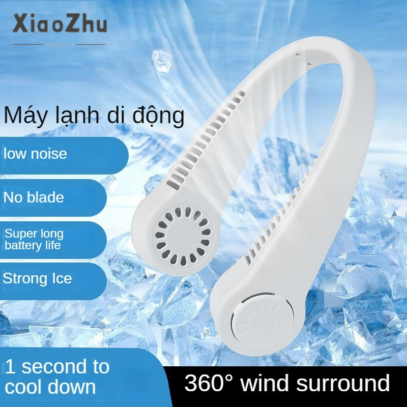 Quạt đeo cổ XIAOZHUBANGCHU mini siêu mát không cánh nhỏ gọn cầm tay phong cách thể thao sạc USB tiện lợi