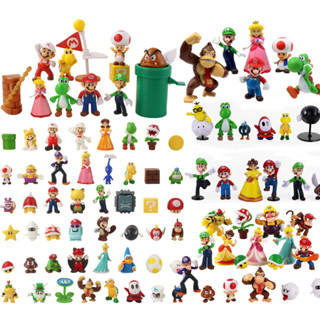 18 Cái / 48 Cái / bộ Trò Chơi Super Mario Bros. Mario Luigi Yoshi Bowser Koopa Toad Đào Donkey Kong Wario Waluigi Daisy Goomba Đồng xu vàng PVC Nhân vật hành động Mô hình Búp bê Đồ chơi