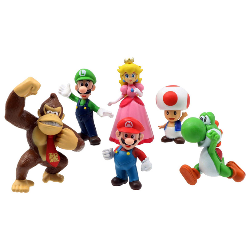 NINTENDO Set 18 / 48 / 18 Nhân Vật Game Super Mario Bros. Mô Hình Nhân Vật Game Mario Luigi Yoshi Bowser Koopa Toad Peach Donkey Kong Wario Waluigi Daisy Goomba Bằng PVC