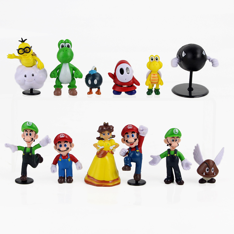 NINTENDO Set 18 / 48 / 18 Nhân Vật Game Super Mario Bros. Mô Hình Nhân Vật Game Mario Luigi Yoshi Bowser Koopa Toad Peach Donkey Kong Wario Waluigi Daisy Goomba Bằng PVC