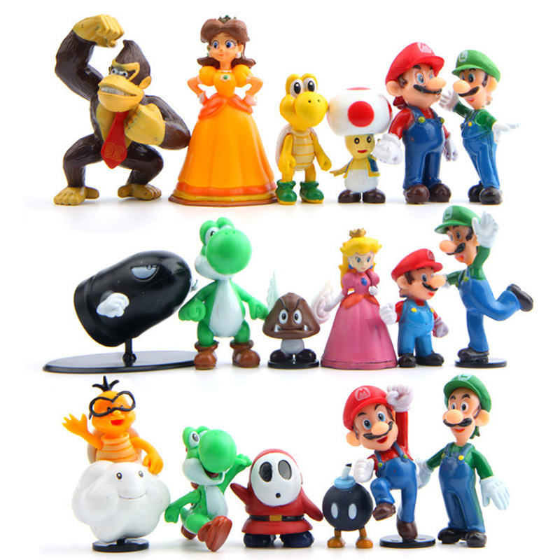 NINTENDO Set 18 / 48 / 18 Nhân Vật Game Super Mario Bros. Mô Hình Nhân Vật Game Mario Luigi Yoshi Bowser Koopa Toad Peach Donkey Kong Wario Waluigi Daisy Goomba Bằng PVC