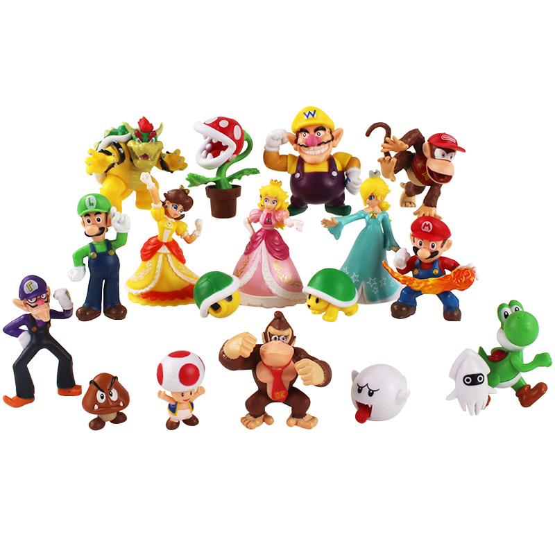 NINTENDO Set 18 / 48 / 18 Nhân Vật Game Super Mario Bros. Mô Hình Nhân Vật Game Mario Luigi Yoshi Bowser Koopa Toad Peach Donkey Kong Wario Waluigi Daisy Goomba Bằng PVC