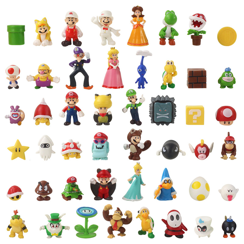 NINTENDO Set 18 / 48 / 18 Nhân Vật Game Super Mario Bros. Mô Hình Nhân Vật Game Mario Luigi Yoshi Bowser Koopa Toad Peach Donkey Kong Wario Waluigi Daisy Goomba Bằng PVC