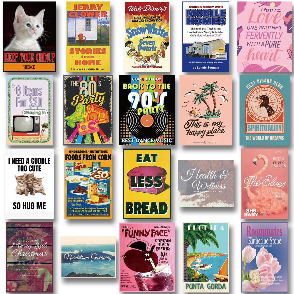 Bộ 40 Miếng Dán Trang Trí Điện Thoại Chống Thấm Nước Hình Ly Trà Sữa Phong Cách retro 90s