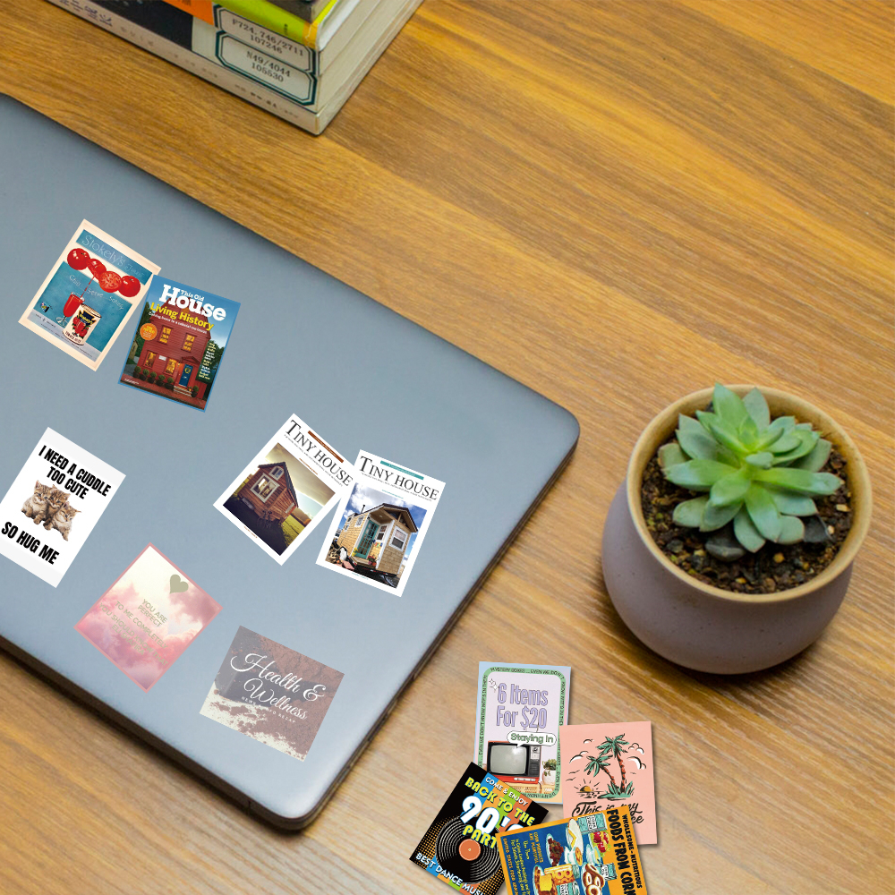 Bộ 40 Miếng Dán Trang Trí Điện Thoại Chống Thấm Nước Hình Ly Trà Sữa Phong Cách retro 90s