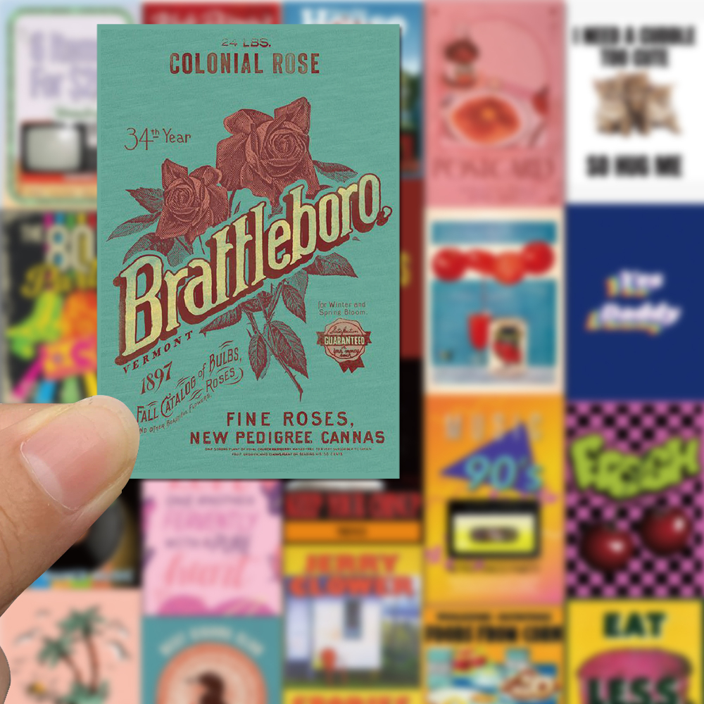 Bộ 40 Miếng Dán Trang Trí Điện Thoại Chống Thấm Nước Hình Ly Trà Sữa Phong Cách retro 90s