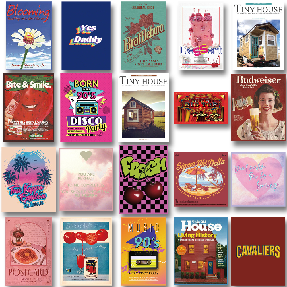 Bộ 40 Miếng Dán Trang Trí Điện Thoại Chống Thấm Nước Hình Ly Trà Sữa Phong Cách retro 90s