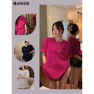Áo Thun cotton Ngắn Tay Dáng Rộng In Chữ Phong Cách Hàn Quốc Thời Trang Cho Nữ
