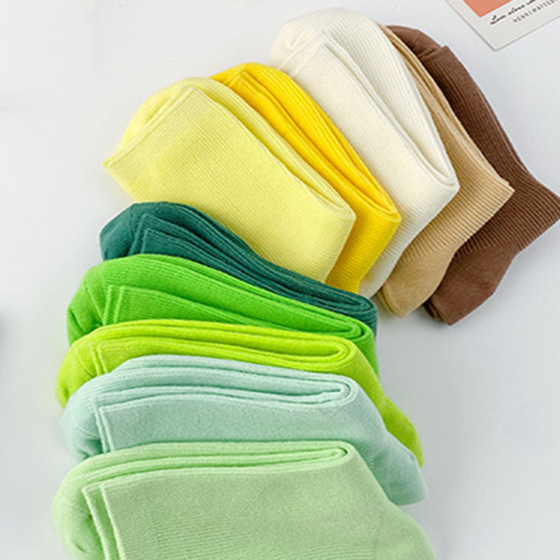 FHYL Vớ Cotton Mỏng Cổ Vừa Màu Sắc Cầu Vồng Phong Cách Hàn Quốc Đơn Giản Thời Trang Mùa Hè Cho Nữ