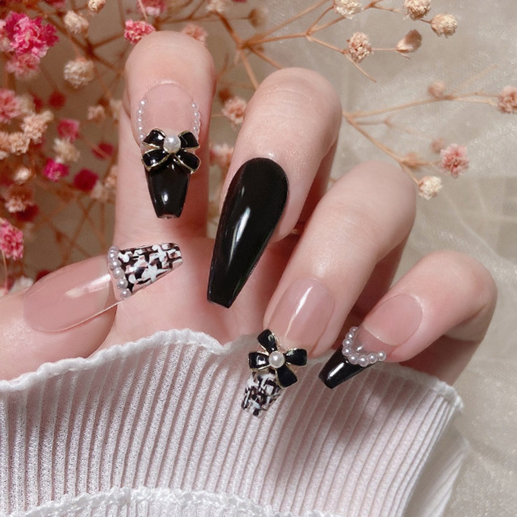 Set 10 Phụ Kiện Trang Trí Móng Tay 3D Hình Nơ 4 Kiểu Màu Sắc