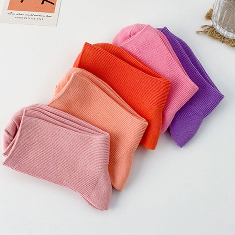 FHYL Vớ Cotton Mỏng Cổ Vừa Màu Sắc Cầu Vồng Phong Cách Hàn Quốc Đơn Giản Thời Trang Mùa Hè Cho Nữ