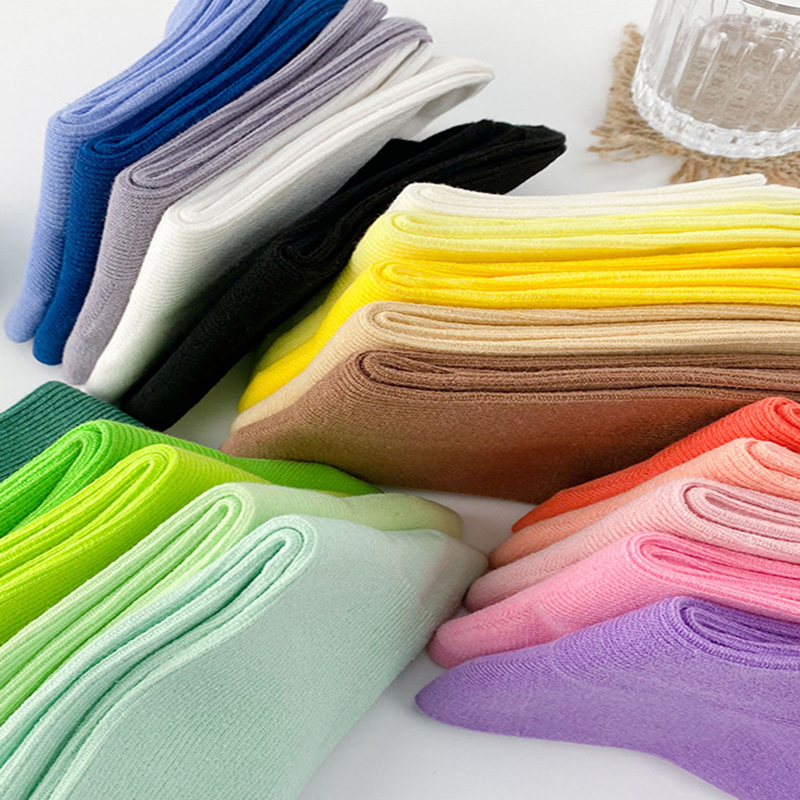 FHYL Vớ Cotton Mỏng Cổ Vừa Màu Sắc Cầu Vồng Phong Cách Hàn Quốc Đơn Giản Thời Trang Mùa Hè Cho Nữ