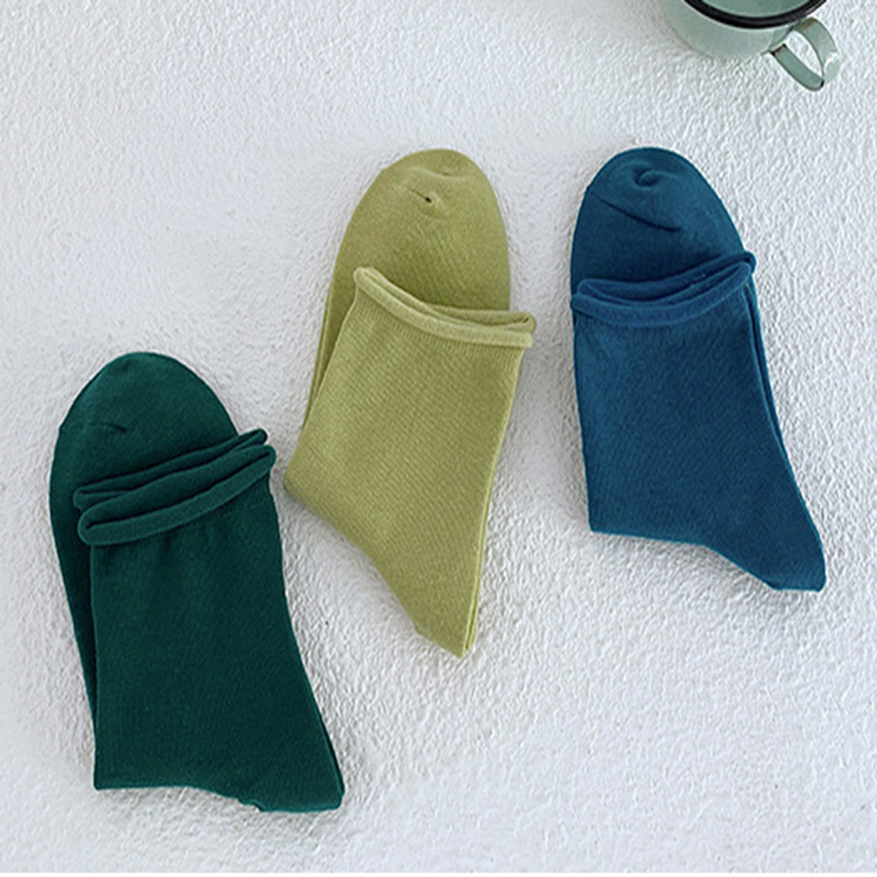 FHYL Vớ Cotton Cổ Vừa Màu Sắc Ngọt Ngào Phong Cách Hàn Quốc Thời Trang Mùa Hè Cho Nữ