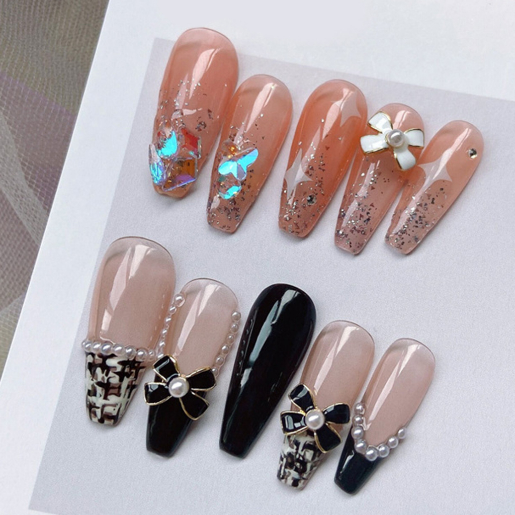 Set 10 Phụ Kiện Trang Trí Móng Tay 3D Hình Nơ 4 Kiểu Màu Sắc