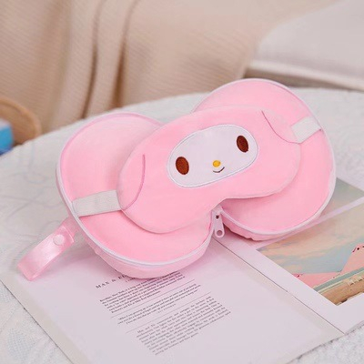 SANRIO Gối Ngủ Du Lịch Nghỉ Ngơi Hình Melody Kuromi Kèm Mặt Nạ Mắt Di Động Tiện Dụng