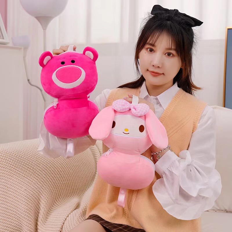 SANRIO Gối Ngủ Du Lịch Nghỉ Ngơi Hình Melody Kuromi Kèm Mặt Nạ Mắt Di Động Tiện Dụng