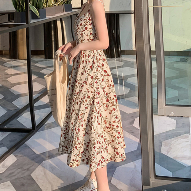 Đầm Nữ Cổ Chữ V Tay Ngắn Thêu Hoa Phong Cách Pháp Thanh Lịch Thời Trang