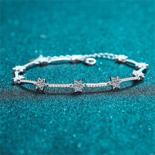 X-813    Vòng tay nữ bạc 925, 0,1 Carat Moissanite * 10 (không có giấy chứng nhận)